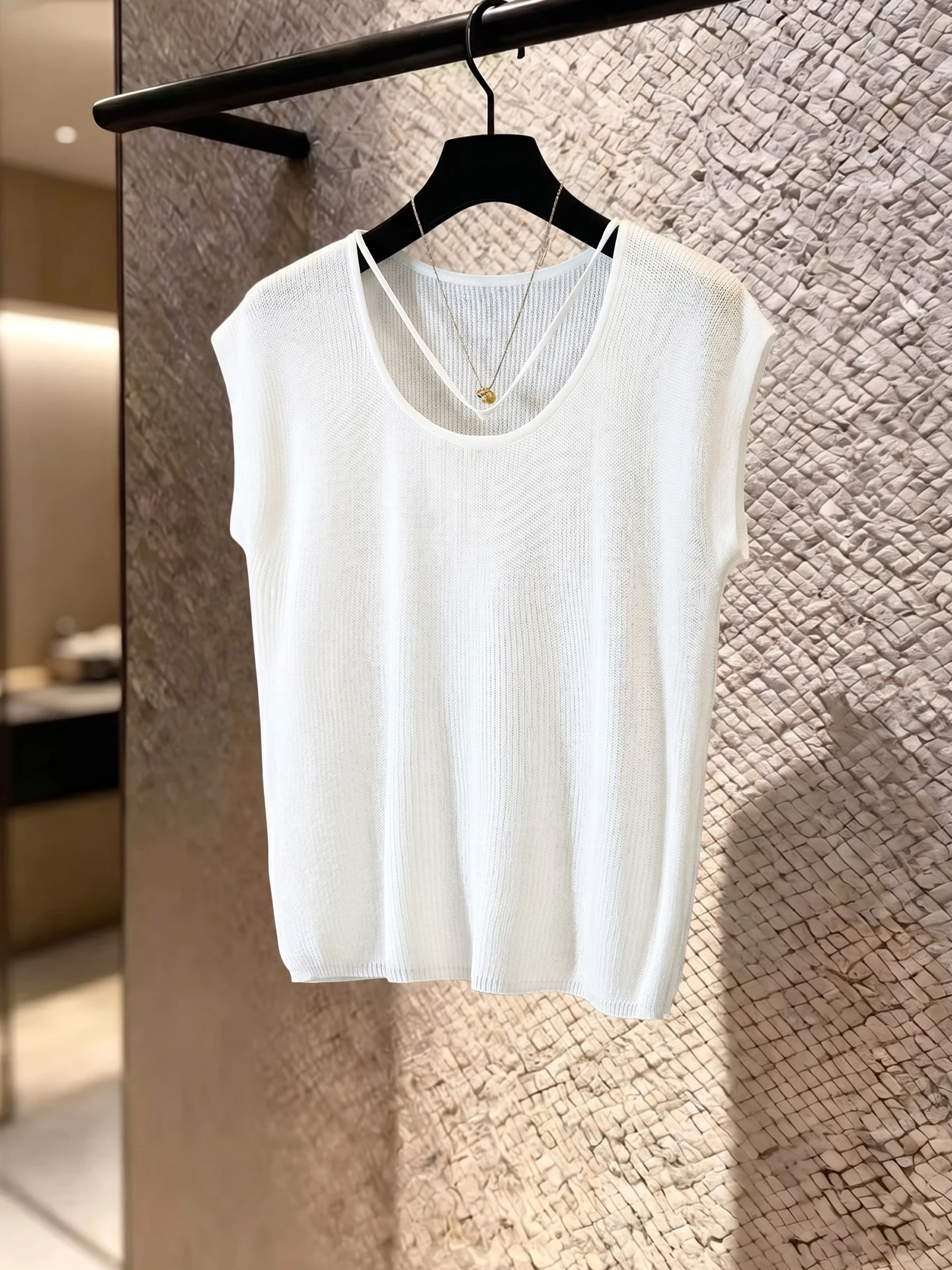 

Soft Skin-Friendly Korean Style Lazy Versatile Color Knitted Vest Women's Summer Casual Comfortable Breathable Top