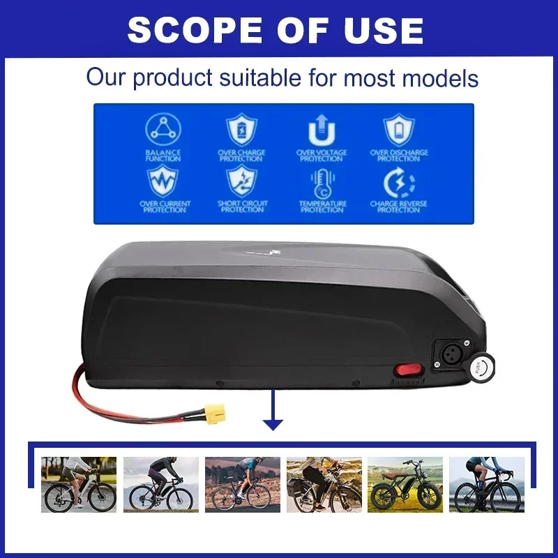 Hailong electric bicycle lithium battery, 36V 48V high-power battery, 18650 battery, supports USB charging, 750W 1000W+charger