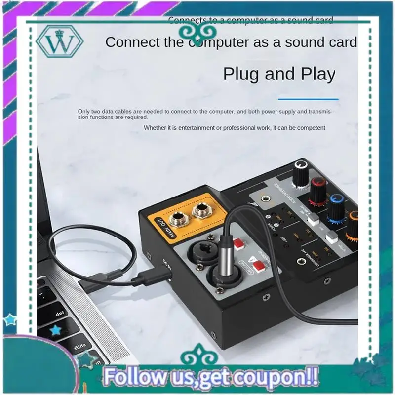 

A75Q-2-Way Recording Mixer USB Computer External Sound Card Live Karaoke DJ Mixer Audio Stage Small Mixing