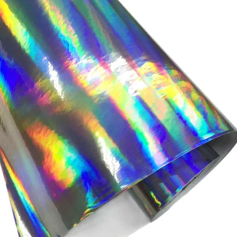 Premium Glänzende Regenbogen-Holographische Silber-Chrom-Vinylfolie Selbstklebende Aufkleberrolle für Fahrzeugfolierung