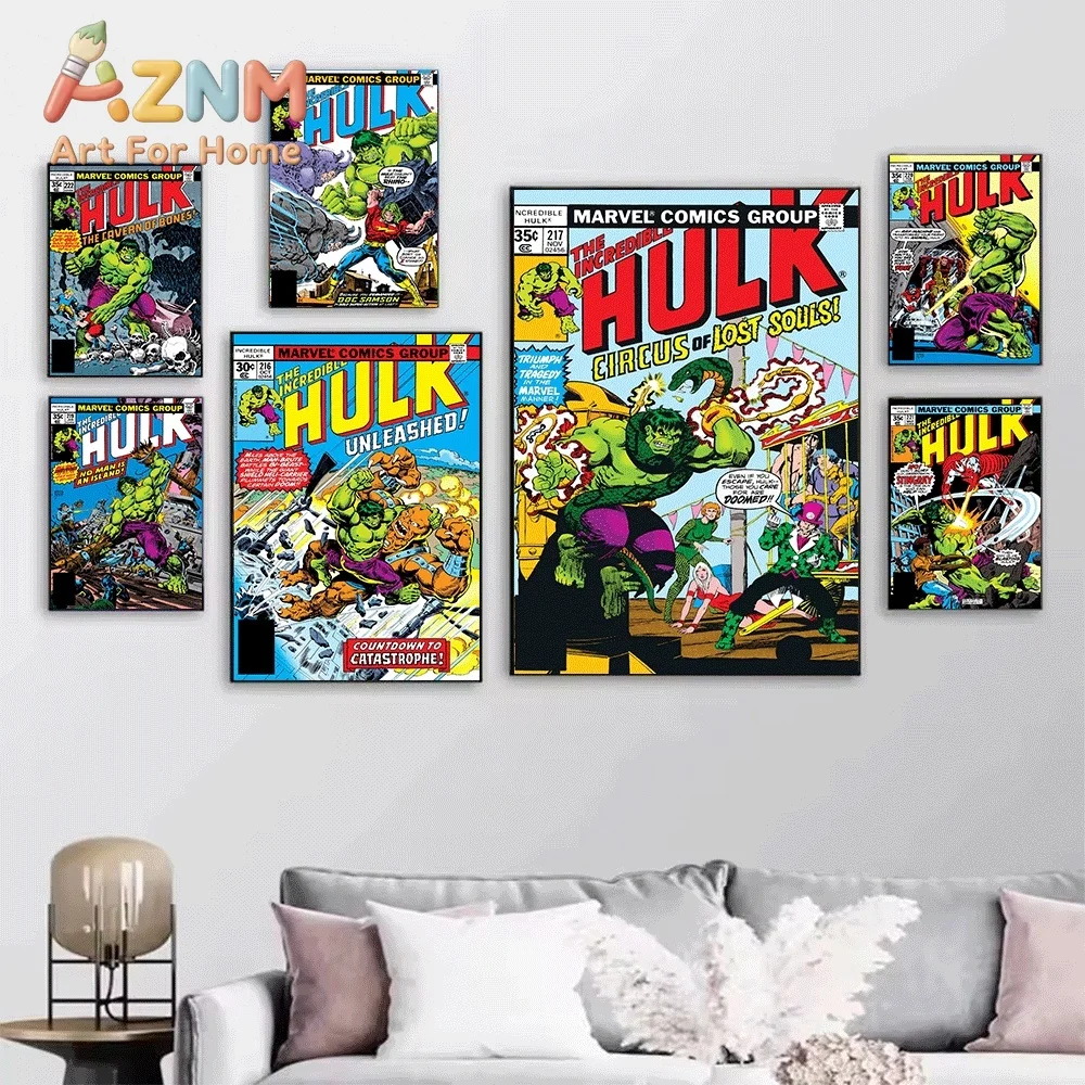 AZNM The Incredible Hulk You Just Don't Quarrel With The Quintronic Man Vintage Comic Collage Canvas Wall Art Unframed Print,