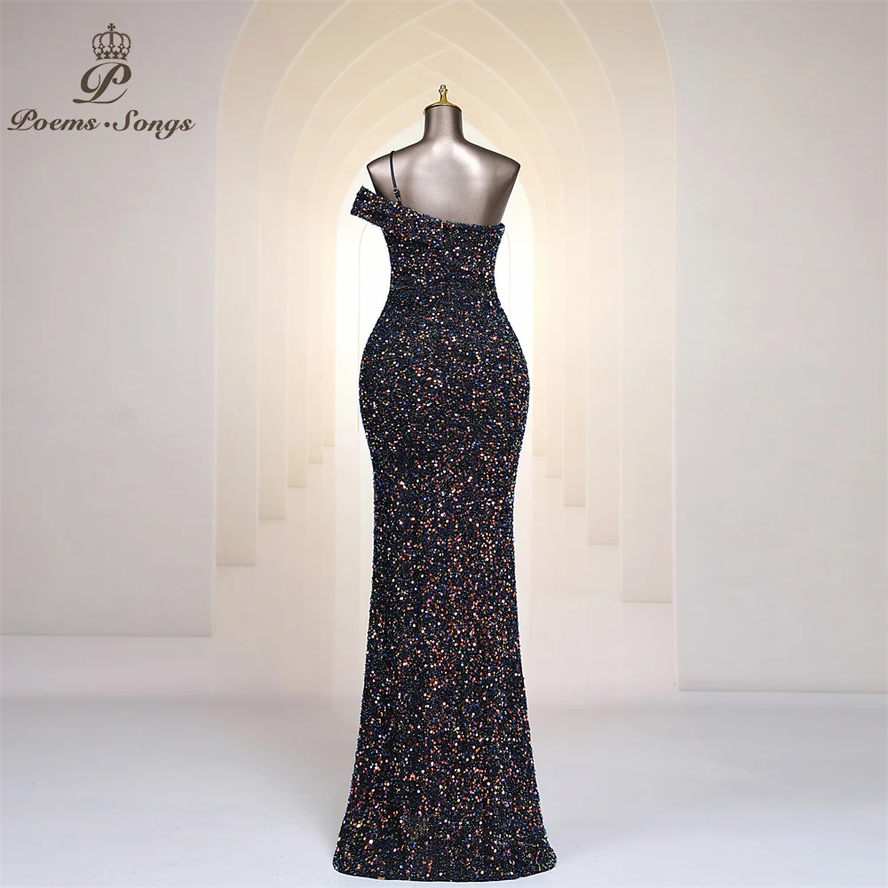 Robe de Soirée Longue en Forme de Sirène pour Femme, Tenue Fendue, Colorée, à Paillettes, Longueur au Sol, pour Bal Formel