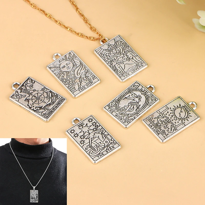 1Pc Tarot Pendant DIY Witch Divination Moon Sun Charms Bracelet Necklace Jewelry Crafts Making