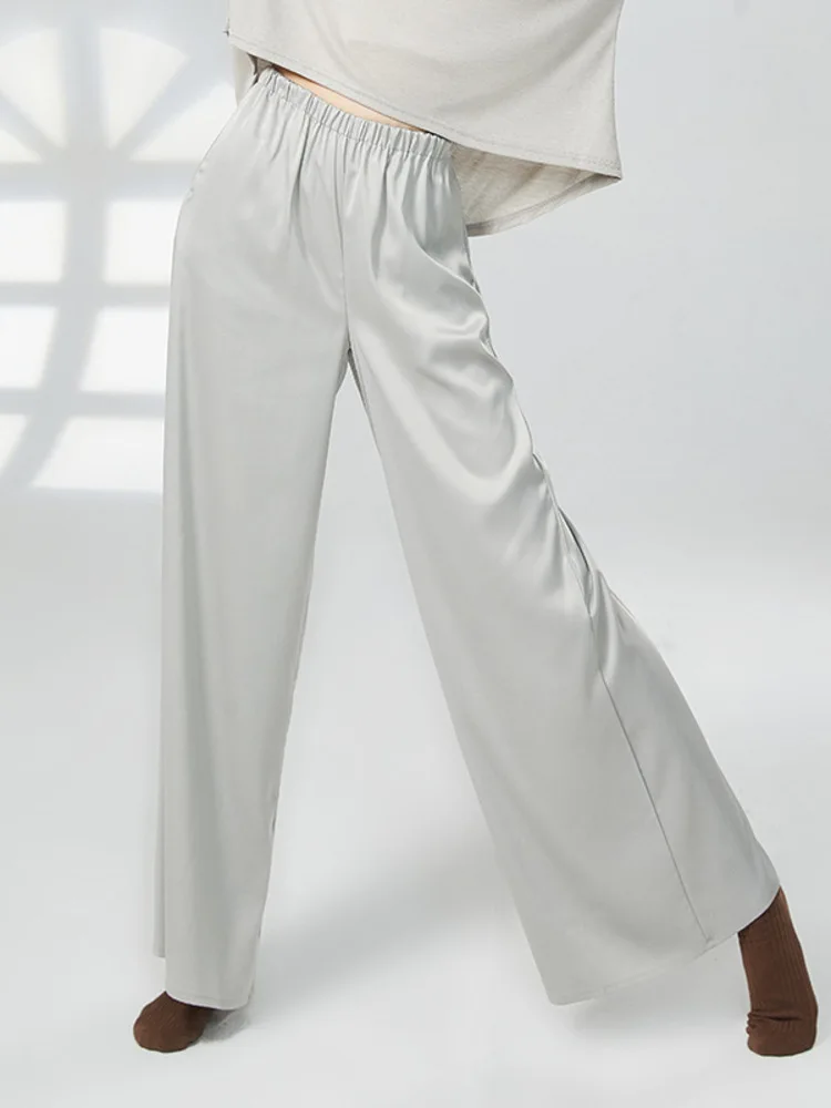 Women Wide Leg Loose Dance Trousers High Waist Solid Color Classical Folk Stage Wear Chinese Dance Practice Pants for Adults