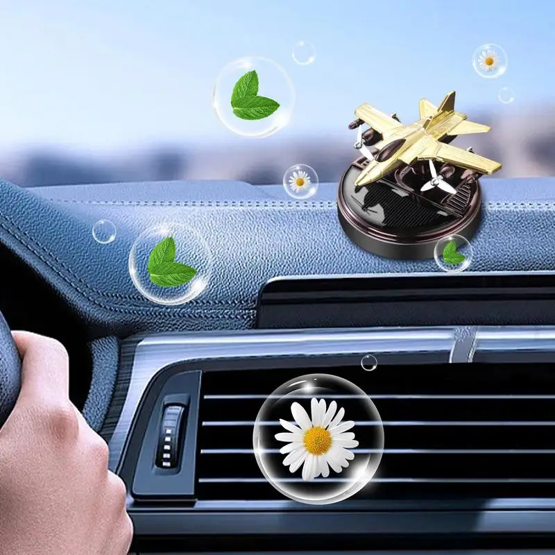 Solar Car Air Freshener Auto Rotation Dashboard Fragrance Camouflage Helicopter EssentialOil Diffuser Ornament Car Accessories