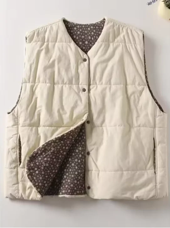 Vintage Quilted Vests Outerwear Women 2026 New Autumn Winter Casual Thick  Warm Floral-print Lining Sleeveless Cotton Waistcoat