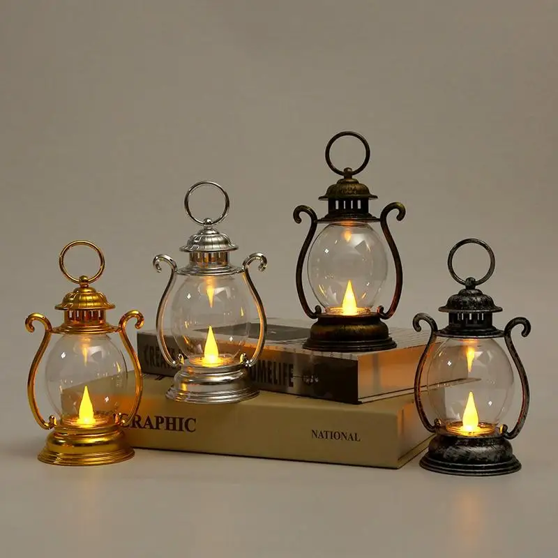 LED Retro Multicolor Desk Lamp Retro Lantern Retro Portable Lamp Outdoor Camping Lantern for Home Decoration Glow Party Supplies