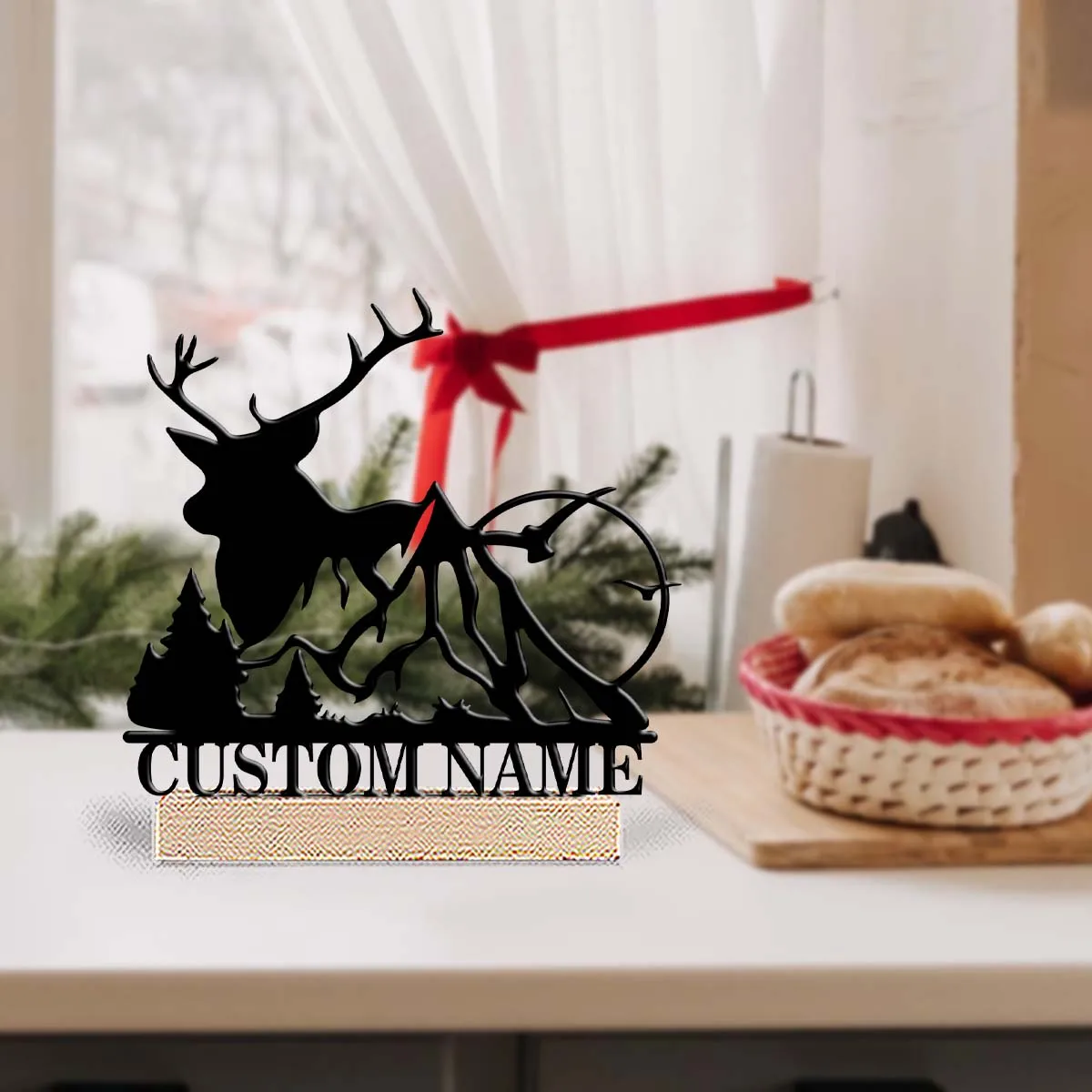 1pc Customized Wrought Iron Desktop Ornaments Custom Content With Wooden Base Office Decoration,Christmas and Housewarming Gifts