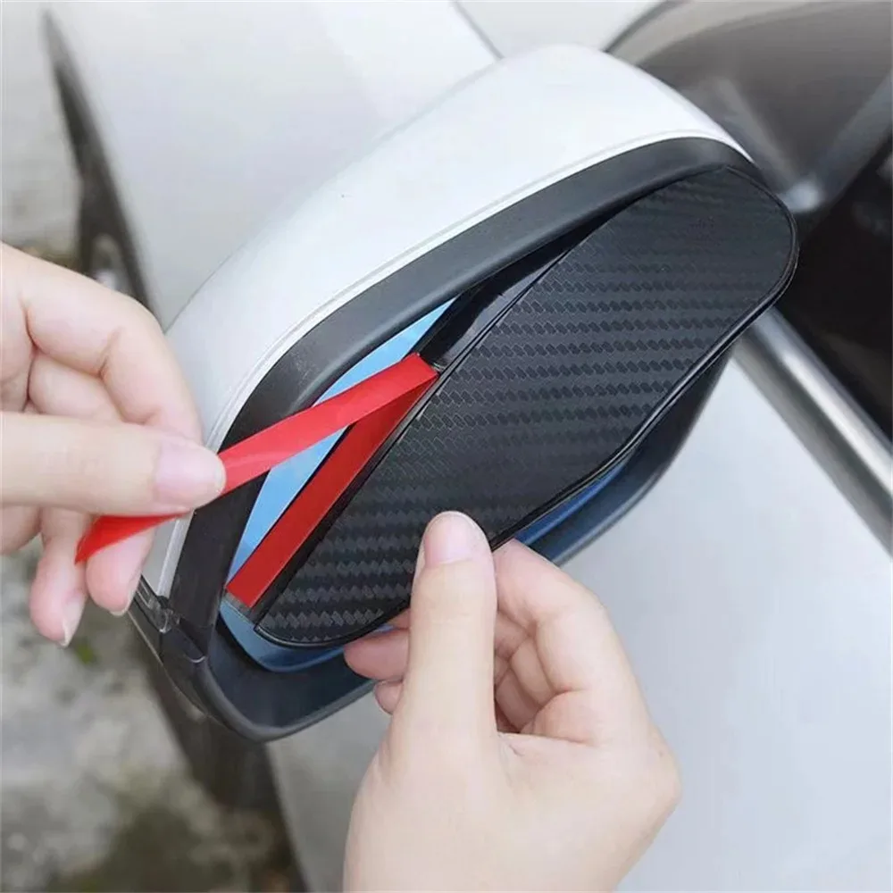 2Pcs Car Rearview Mirror Rain Eyebrow Rain Shield Snow Guard Sun Visor Auto Rear View Shade Protector Rainproof Blades Sticker