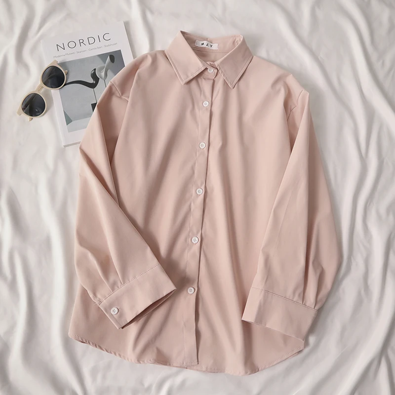 

Korean Fashion Women Long Sleeve Shirt Summer Sun Protection Top Loose Casual Blouse Simple Design Layering Feeling Outerwear