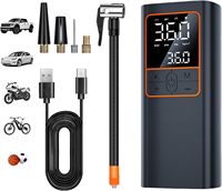 Rechargeable Air Pump for Car Tires, Balls, Inflatables & More - Cordless, Portable Tire Inflator, 5 Modes, 4 Nozzles - Smart Ai