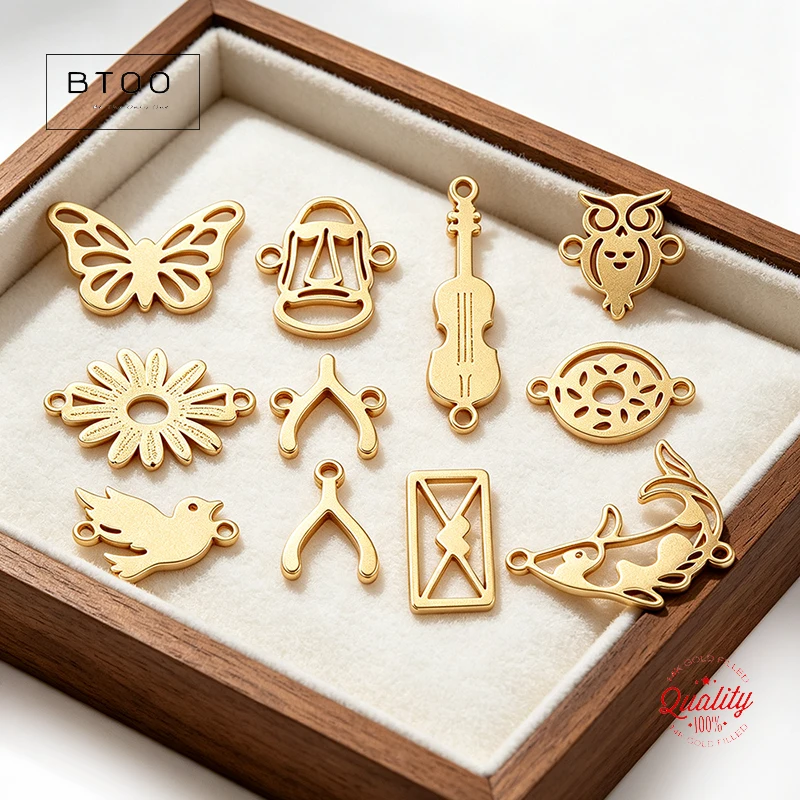 

14k Gold Filled Violin Connector For Bracelet Necklace Making Jewelry Daisy Flower /Koi Fish/Butterfly Accessories Findings