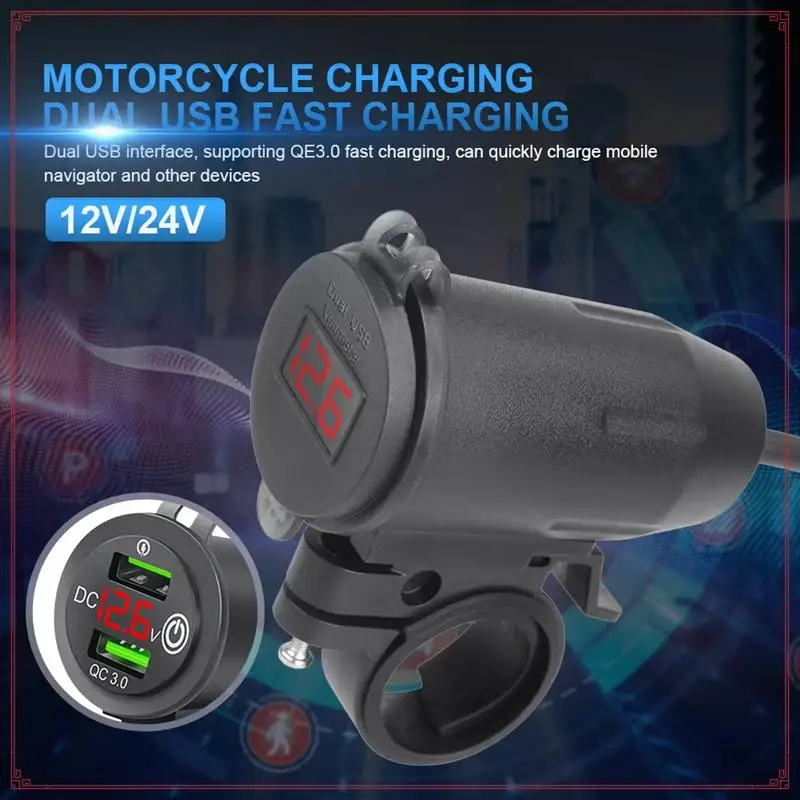 

Rider Handlebar Rack Car Charger Motorcycle Handlebar Charger Motor Handlebar Charger With Voltage Display Green Aperture