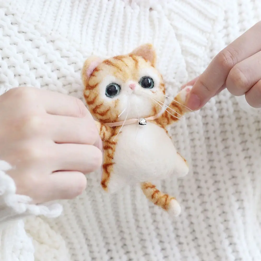 New Poke Wool Felt Handmade DIY Doll Cartoon Cute Brooch Cats Material Kit Plush Toys For Children Best Birthday Gifts