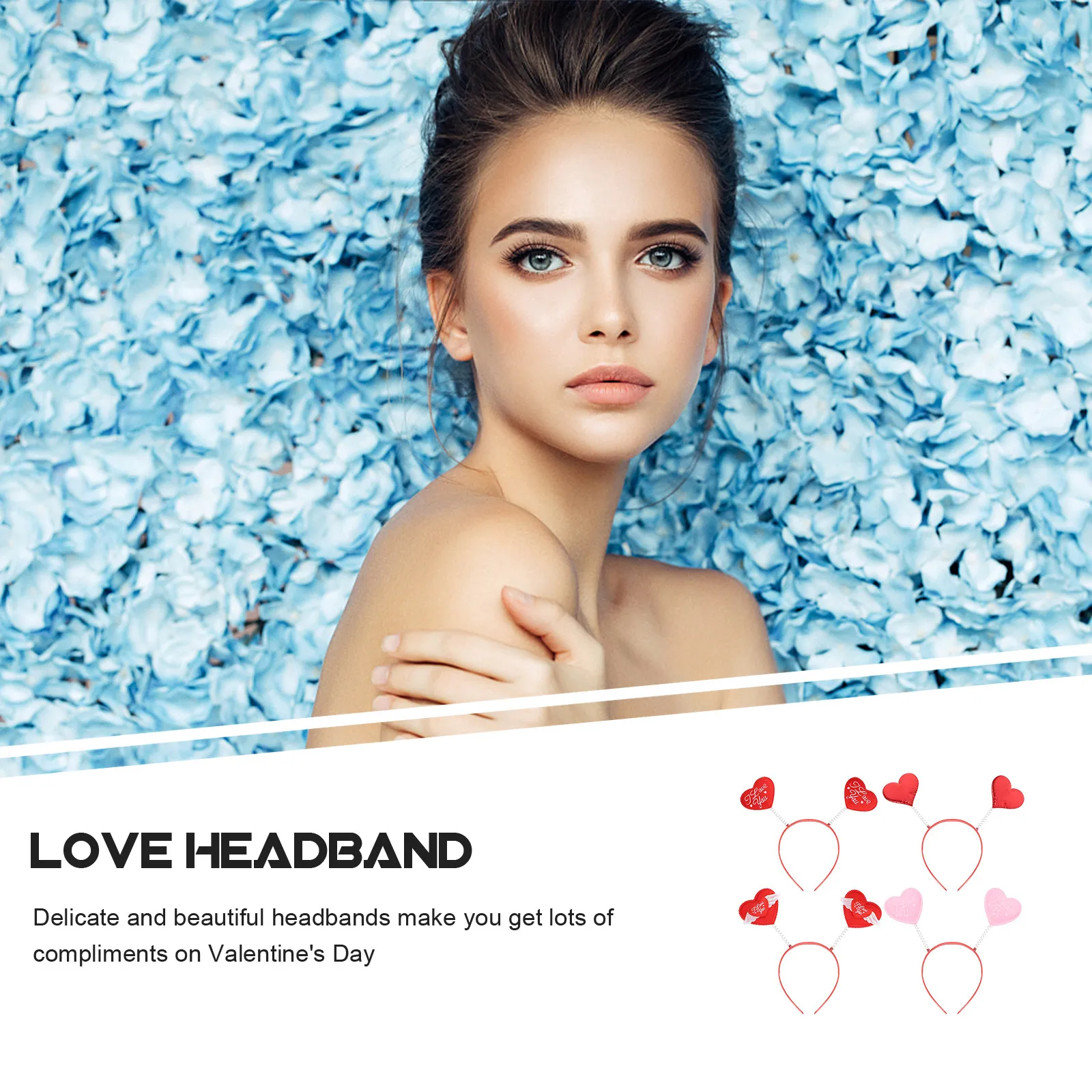 

Набор из 4 женских повязок на голову с сердечками, украшения для волос ко Дню святого Валентина, очаровательные декоративные аксессуары для девочек
