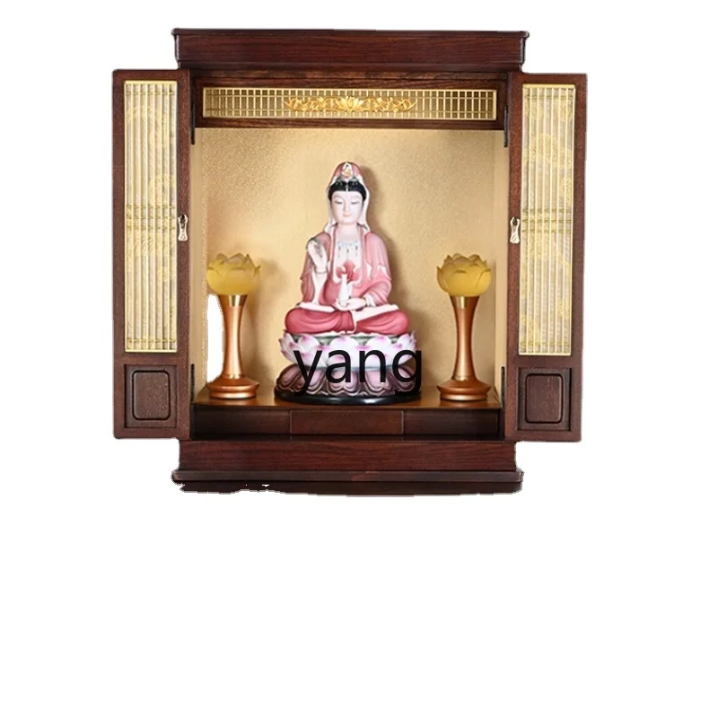 Yjq Buddha Shrine Wall Simple Home Living Room Shrine with Door Bodhisattva God of Wealth Worship Table