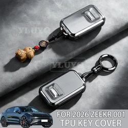 For 2026 ZEEKR 001 TPU Key Case Black Key Protection Cover Scratch-Resistant Shell Buckle Ring Car Interior Accessory
