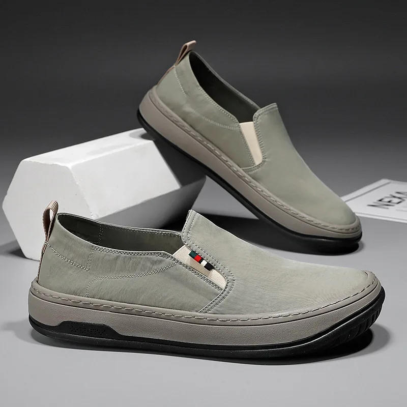 2025 Men's Slip-On Canvas Sneakers Summer Bamboo Fiber Breathable Lightweight Driving Comfort Casual Trendy Versatile Footwear