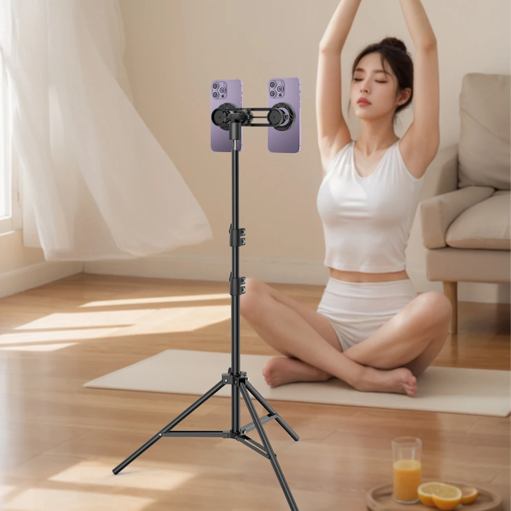 

Tripod Floor Two Bit Mobile Phone Holder Magnetic Stand Live Support Photo Multi-functional Video Recording Landing Lazy Bracket