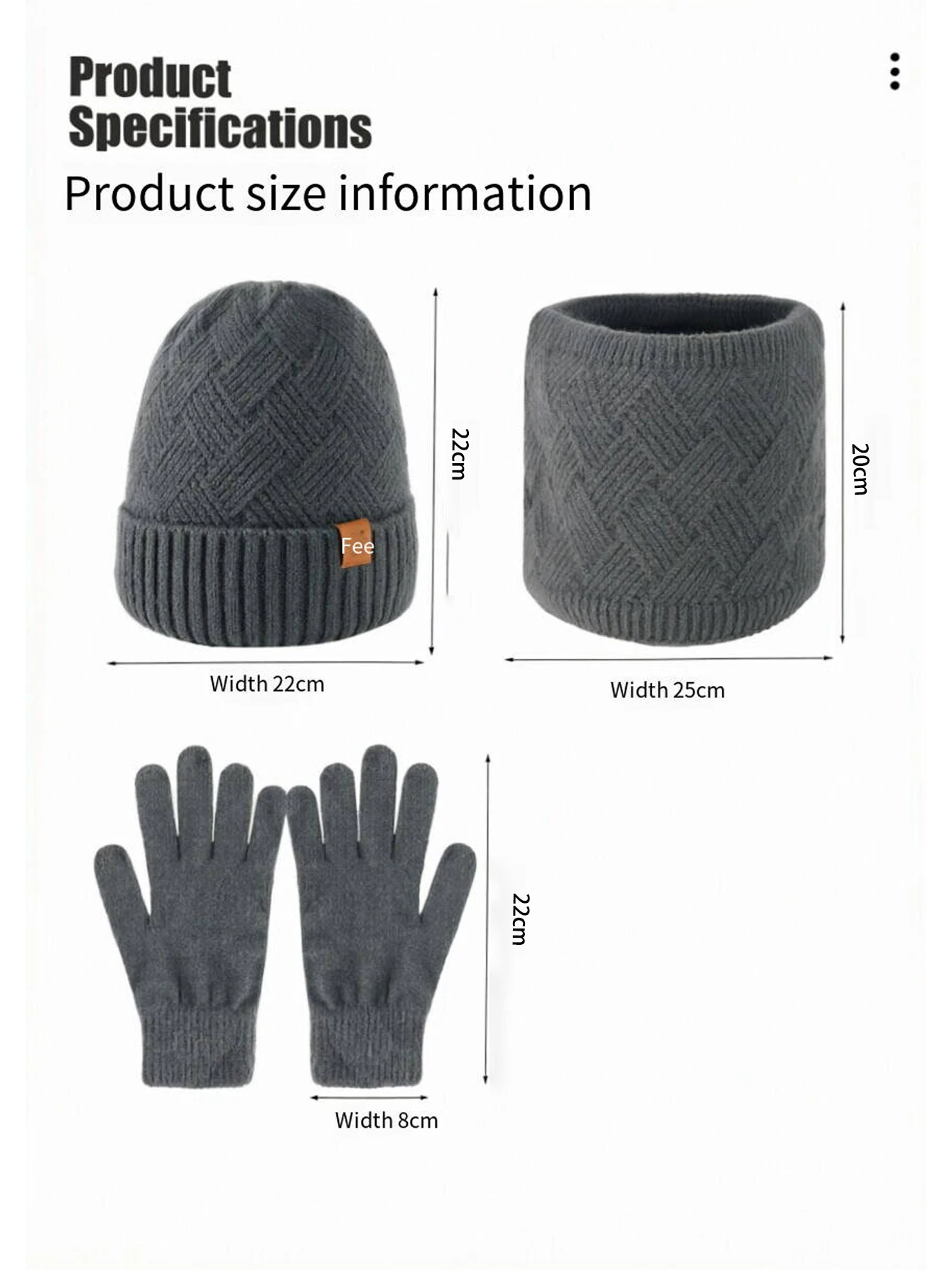Men's Winter Fleece Thicken Cold-Proof Outdoor Cycling Knit Hat & Scarf & Gloves Three-Piece Set