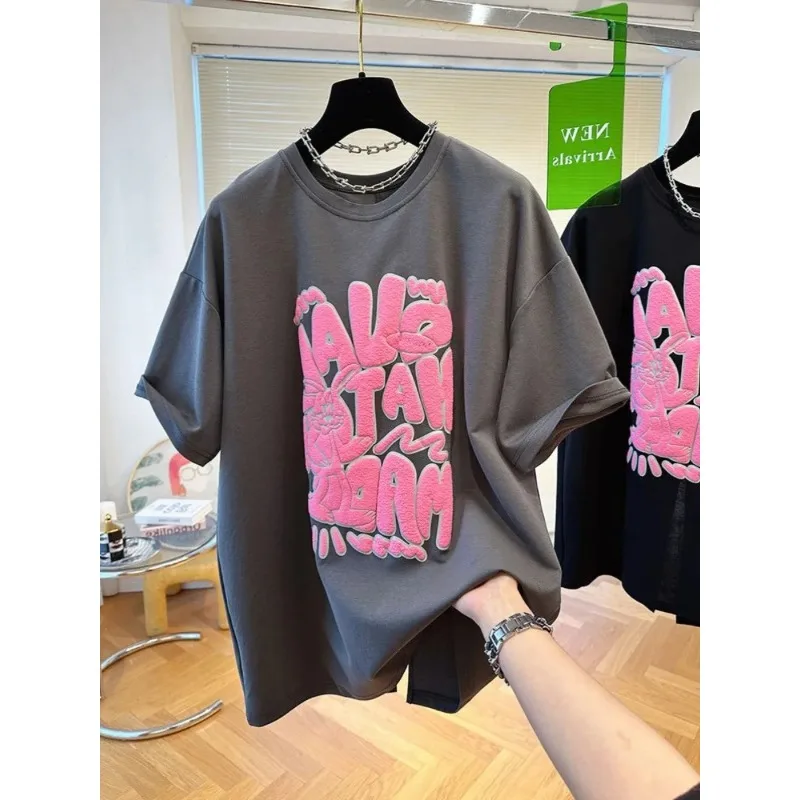 

Футболка с короткими рукавами, женская свободная повседневная нишевая футболка, модный бренд