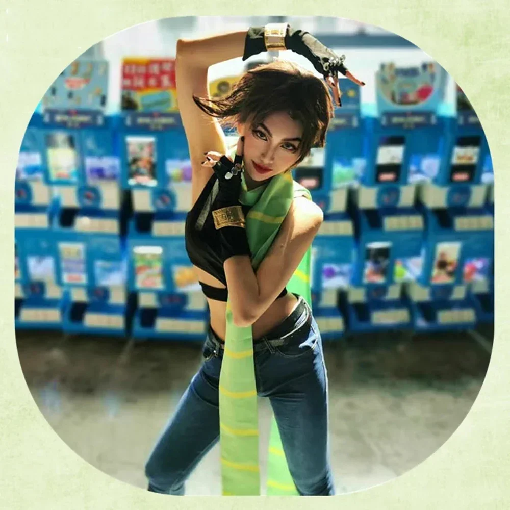 New Anime Joseph Joestar Cosplay Costume Adult Women Men Top Gloves Scarf Suit Uniform Halloween Clothes