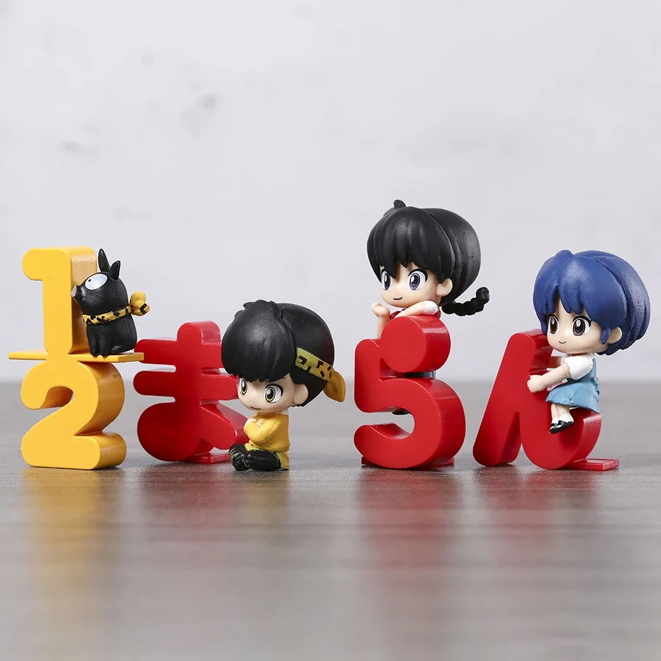 Set of 4 Ranma Tendou Akane Cute Version Anime Cartoon Figures Toys Dolls Gifts