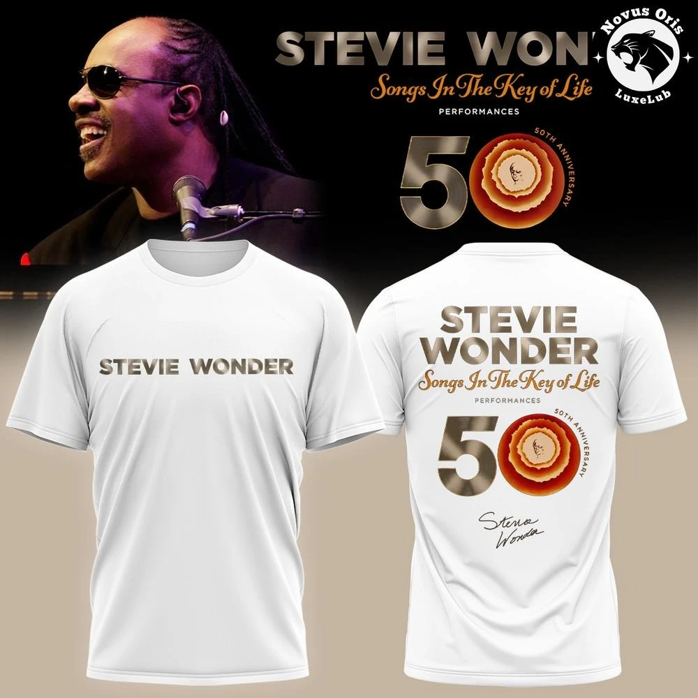 Stevie Wonder Songs in the Key of Life 50th Anniversary Graphic T-Shirt Classic Soul Album Fan Tee Unisex Music Merch Casual Top