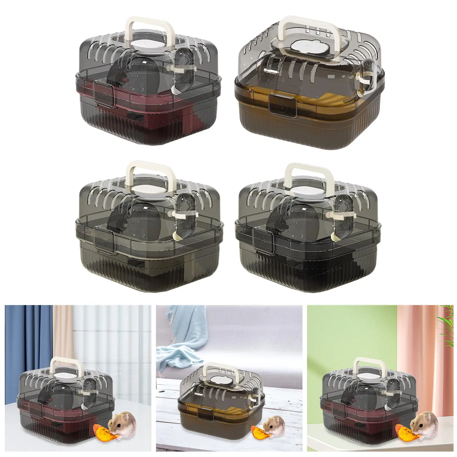 قفص هامستر للتهوية قفص الحيوانات الأليفة الصغيرة المحمولة مع زجاجة ماء موئل صادر للأرنب الحيوانات الصغيرة السنجاب الفئران النمس