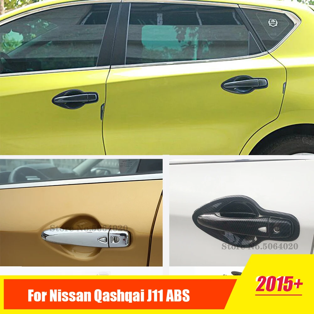 

ABS Carbon/chrome For Nissan Qashqai J11 2015 2016 2017 2018 Car Side Door Handle Cover Trim With SMART Keyhole accessories