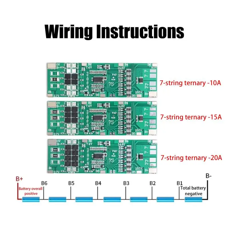 7S 24V BMS 10A 15A 20A 30A لوح حماية بطارية الليثيوم مع شحن التوازن لحزمة Li-ion LiPo، الدراجة الإلكترونية، المشروع الشمسي #2