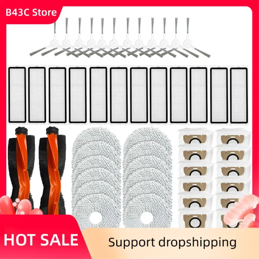 

B43C 50 PCS Replacement Kit For Xiaomi Robot Vacuum X20 + / X20 Plus Parts Main Side Brush Hepa Filter Mop Cloth Dust Bag