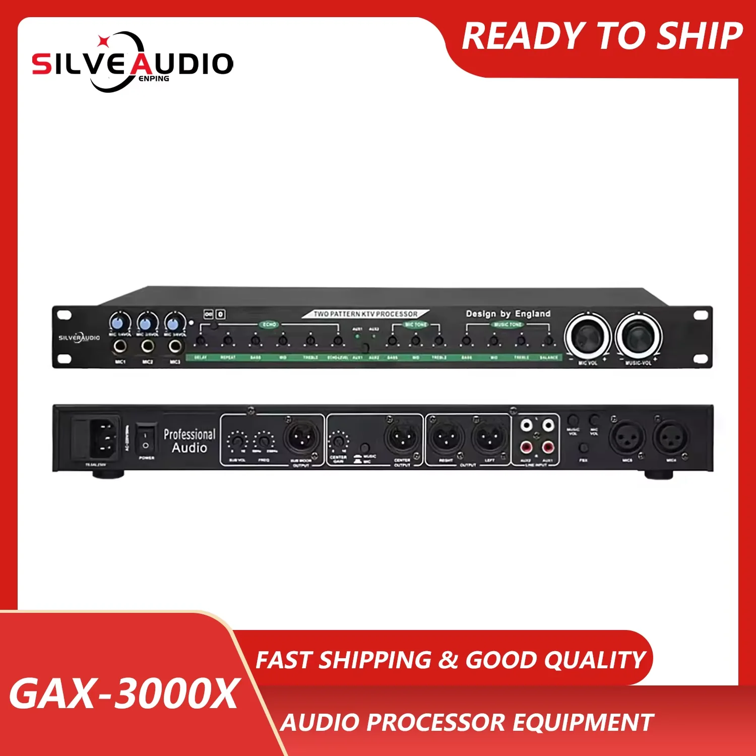 GAX-3000X Professional DSP Effect Digital Signal Processor Audio Stage Performance Home Karaoke Anti-howling Digital Effects