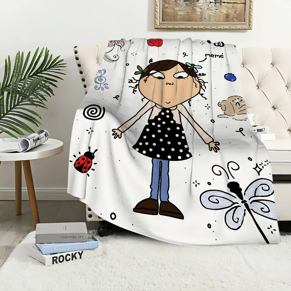 funny cartoon art c-charlie and l-lola Flannel warm soft plush blanket sofa living room hogar office bedroom travel gift home