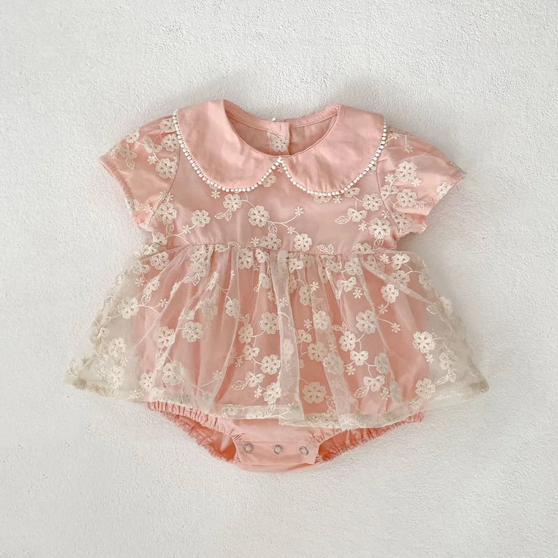 Summer new baby clothes for 0-3 years old, exquisite baby girl sweet one-piece skirt, doll collar jumpsuit