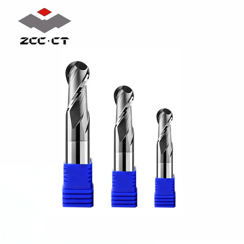 ZCCCT GM-2B 2-Flute Ball Nose End Mills With Straight Shank R0.5~R8.0 HRC50 GM Series For General Machining Ball Nose Slot