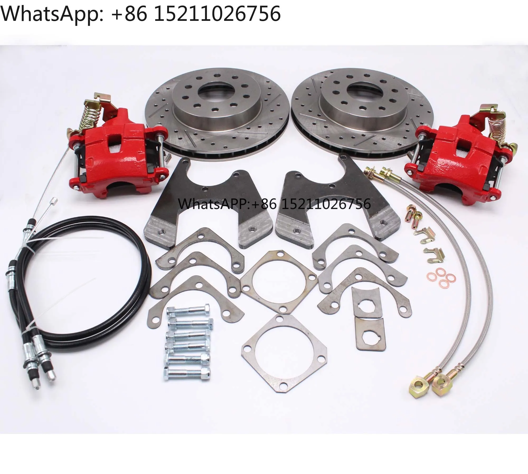 Neu für Chevy 10 12-Bolzen-Scheibenbremsen-Set hinten mit rotem Bremssattel DBK1012LXR VA1852 für Chevelle El Camino Cutlass
