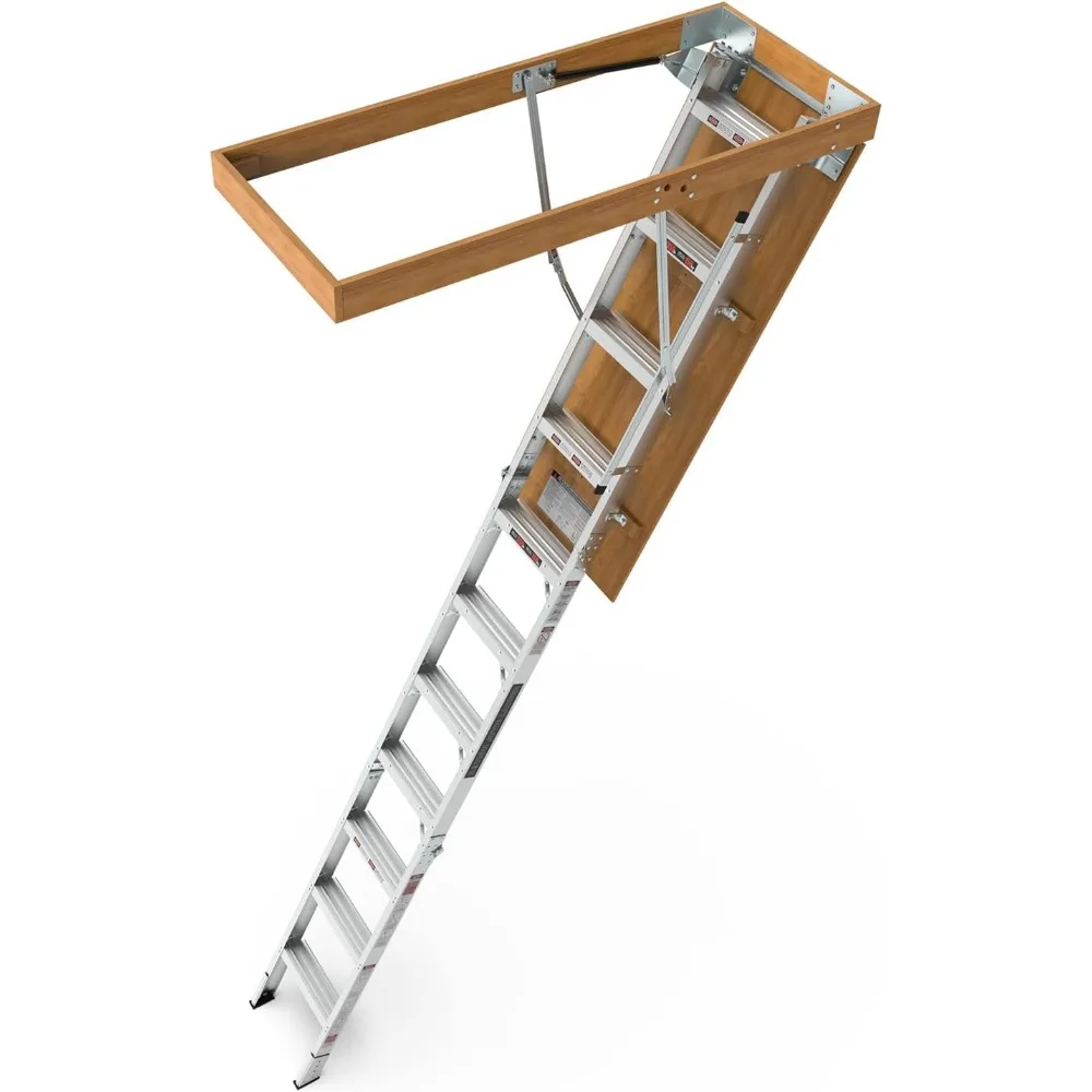 Attic Ladder Pull Down Loft Stairs Folding Ceiling Ladder for Attic Access Door, Manual Lifting, for 7'8