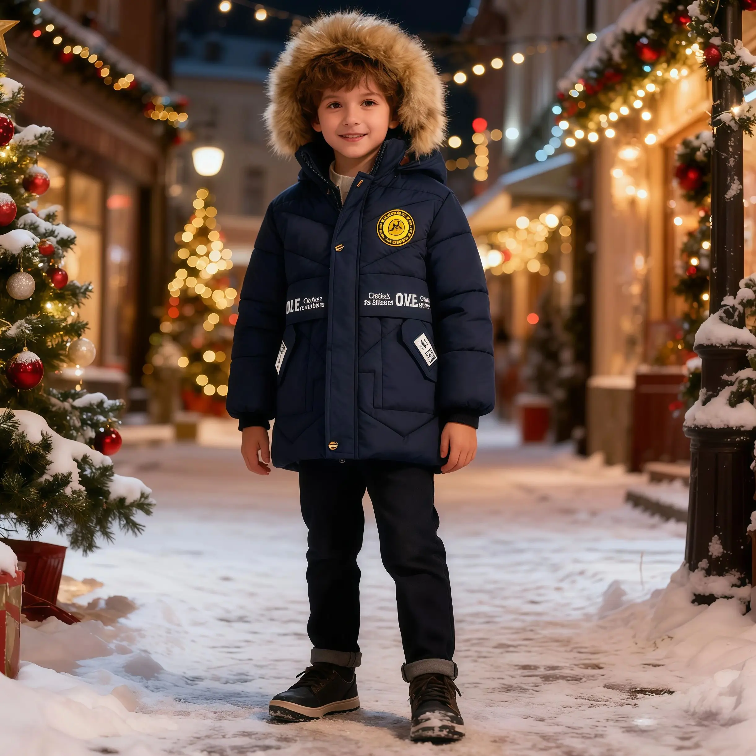 

Детская мода, осенне-зимние толстые теплые длинные куртки на молнии, пальто для мальчиков, повседневное длинное парковое пальто с меховым воротником и капюшоном, детское пальто