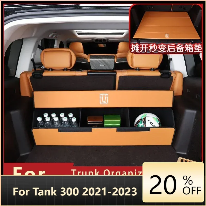 

New Model For WEY GWM Tank 500 Trunk Organizer Box Large Capacity Auto Multiuse Tools Storage Bag Stowing Tidying Leather Foldi