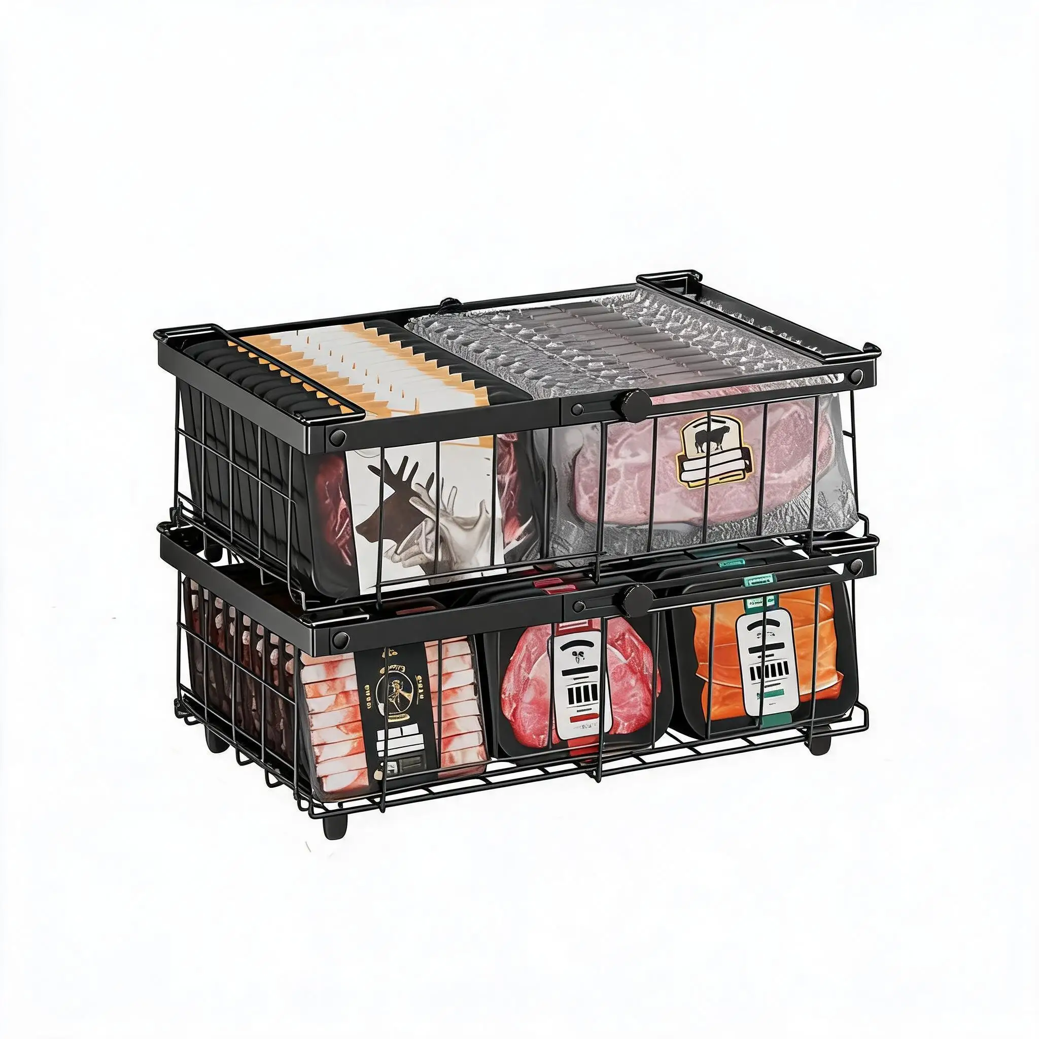 Adjustable Freezer Organizer Bins for Efficient Storage
