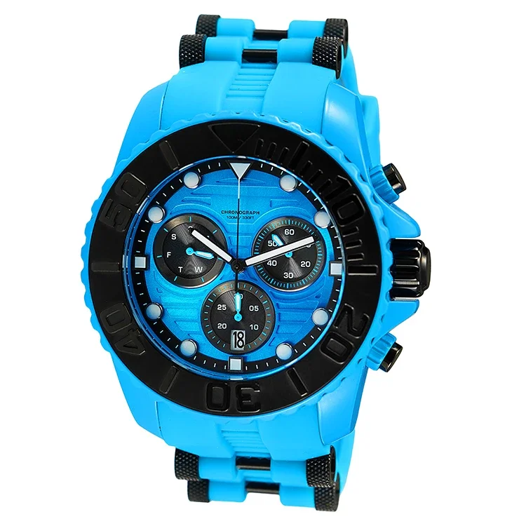 100M Waterproof Multifunctional Movement Wristwatch SILICONE Band Hip Hop Quartz Watches Date Week Display Luminous Mens Watch