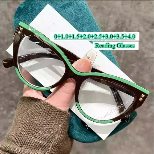 Gafas de lectura de gran tamaño a la moda para mujer, diseño de lujo Unisex, presbicia más dioptrías, gafas de visión de lejos de moda Retro 0 + 4,0
