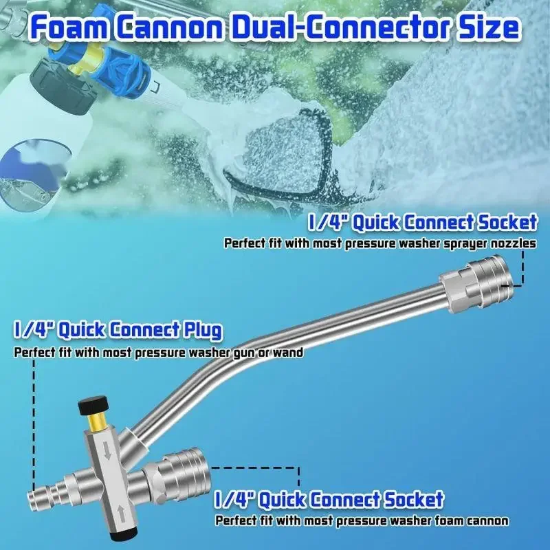 Foam Cannon Dual Connector Accessory Double Connector Nozzle For High Pressure Washer Dual Valve Spray Gun Cleaning Nozzle