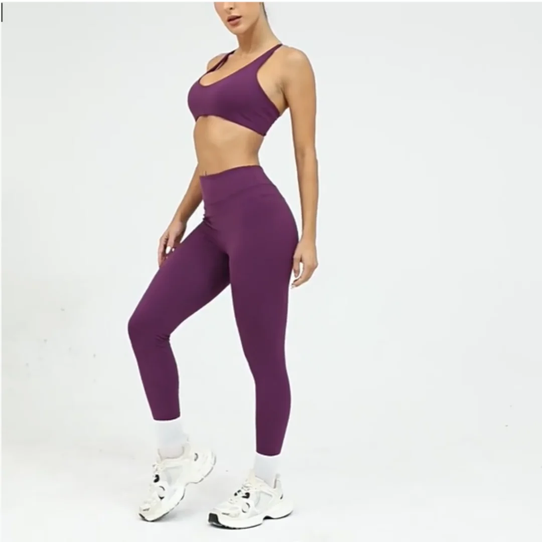 

Sports Bra Yoga Suit Sports Fitness Peach Hip High Waist Tight Backless Pants Set Running Workout Clothes Gym Yoga Sportswear