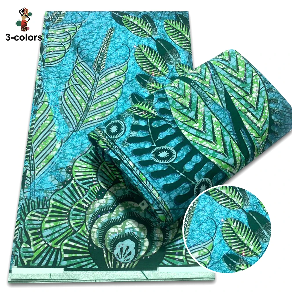 Beading Golden Diamond Cotton Prints African Flash Gold Fabric With Stones Ankara Wax Fabric High Quality Women Party Dresses