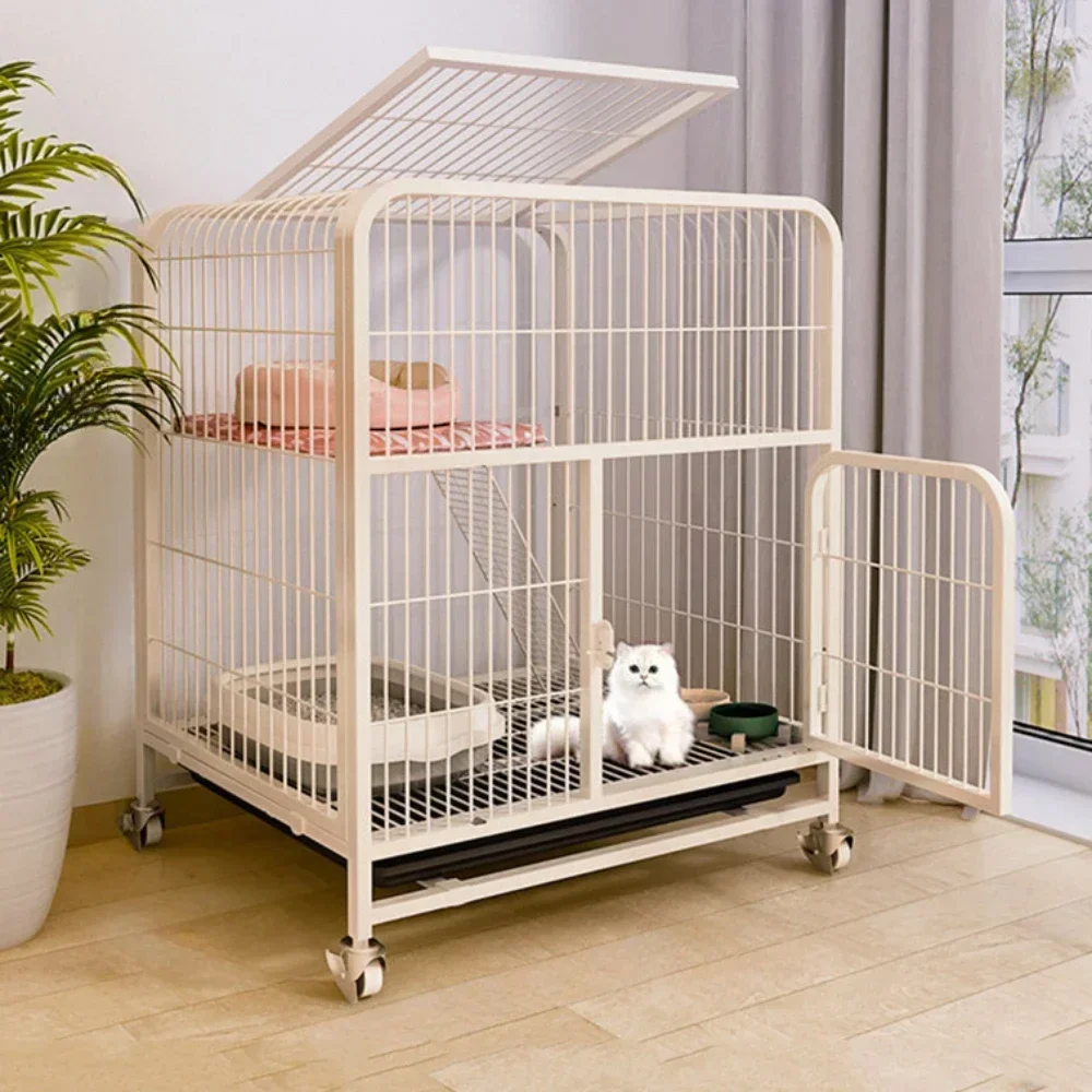 Modern Iron Mesh Cat Cage Indoor Duplex Luxury Large Space Cat Cage Pet Supplies Stainless Steel Creative Pet Villa Cat Cage