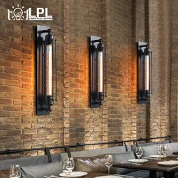 Retro LED E27 Black European Style Long Strip Wall Lamp Corridor Vintage Industrial Home Decoration Indoor Light