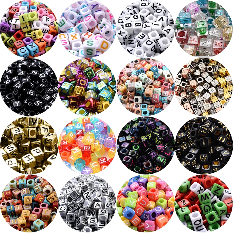 100-500Pcs 6x6mm Mixed Alphabet Letter Beads Acrylic Spacer Losse Beads for DIY Making Jewelry Handmade Bracelets Accessories