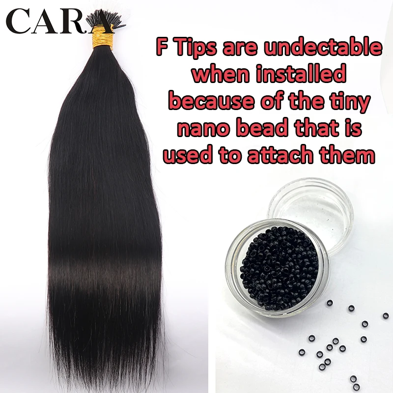 F Tip Microlinks Hair Extensions Straight I Tips Human Hair Extension For Black Women Nano Rings Brazilian Virgin Hair CARA